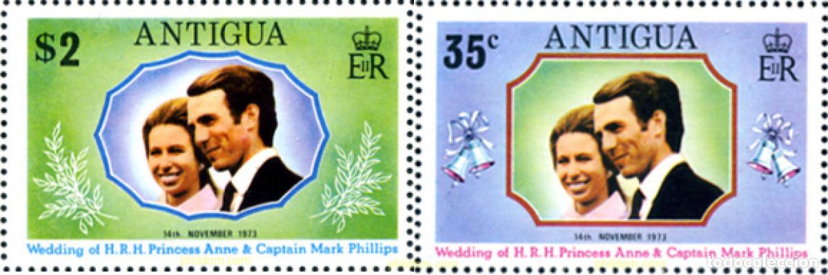 Sellos: 135411 MNH ANTIGUA 1973 BODA DE LA PRINCESA ANA Y EL CAPITAN MARK PHILLIPS
