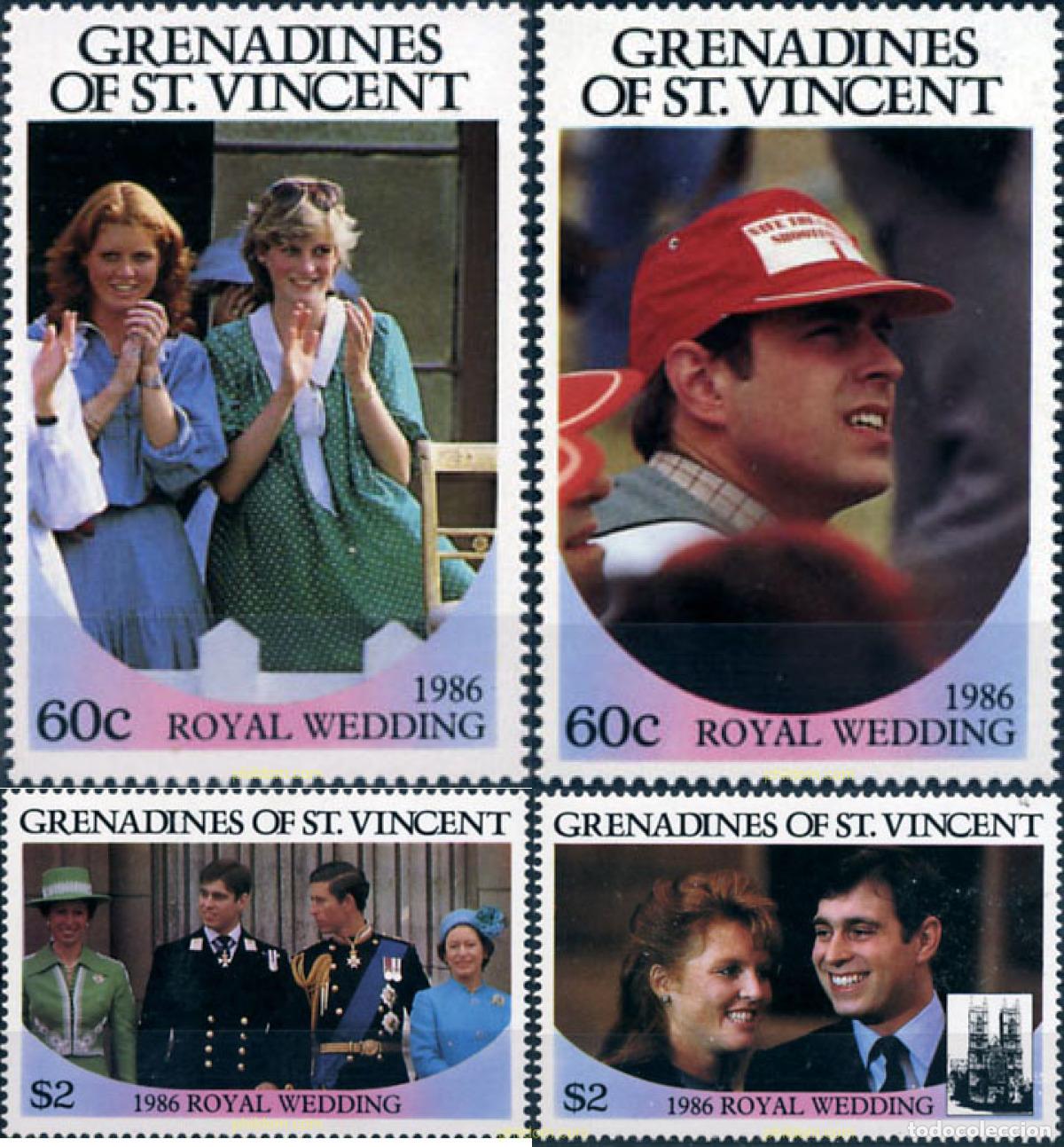 Sellos: 135522 MNH SAN VICENTE GRANADINAS 1986 BODA DEL PRINCIPE ANDRES Y MISS SARAH FERGUSON