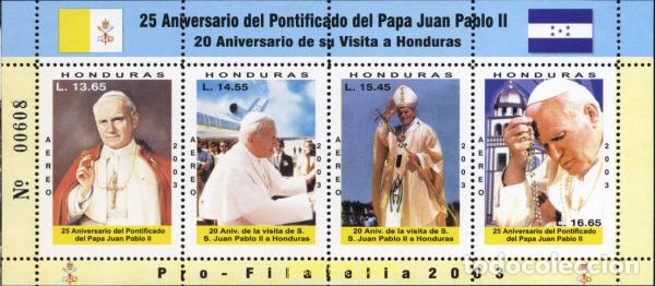 Sellos: 136520 MNH HONDURAS 2003 25 ANIVERSARIO DEL PONTIFICADO DEL PAPA JUAN PABLO II