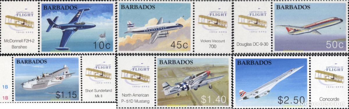 Sellos: 136842 MNH BARBADOS 2003 CENTENARIO DE LA AVIACION