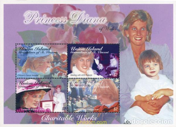 Sellos: 224564 MNH SAN VICENTE GRANADINAS. UNION ISLAND 2003 5 ANIVERSARIO DE LA MUERTE DE LA PRINCESA DIAN