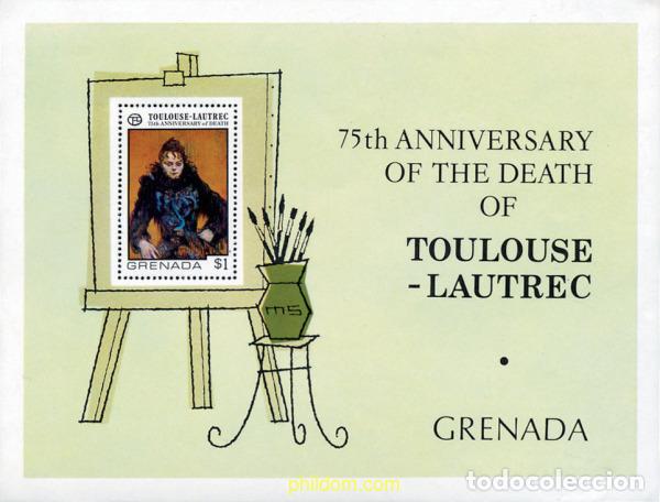 Stamps: 144130 MNH GRANADA 1976 75 ANIVERSARIO DE LA MUERTE DEL PINTOR TOULOUSE-LAUTREC
