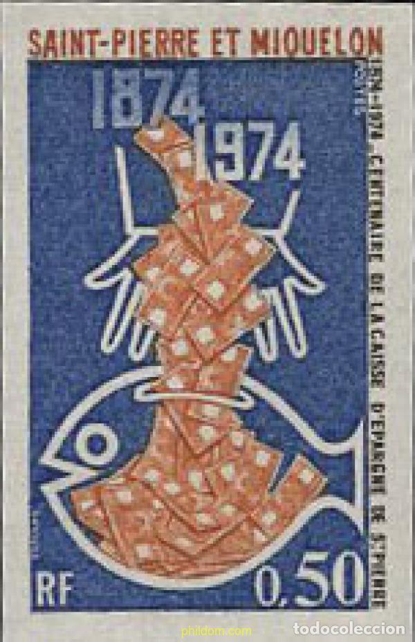 Stamps: 154359 MNH SAN PEDRO Y MIQUELON 1974 CENTENARIO DE LA CAJA DE AHORROS DE SAN PEDRO
