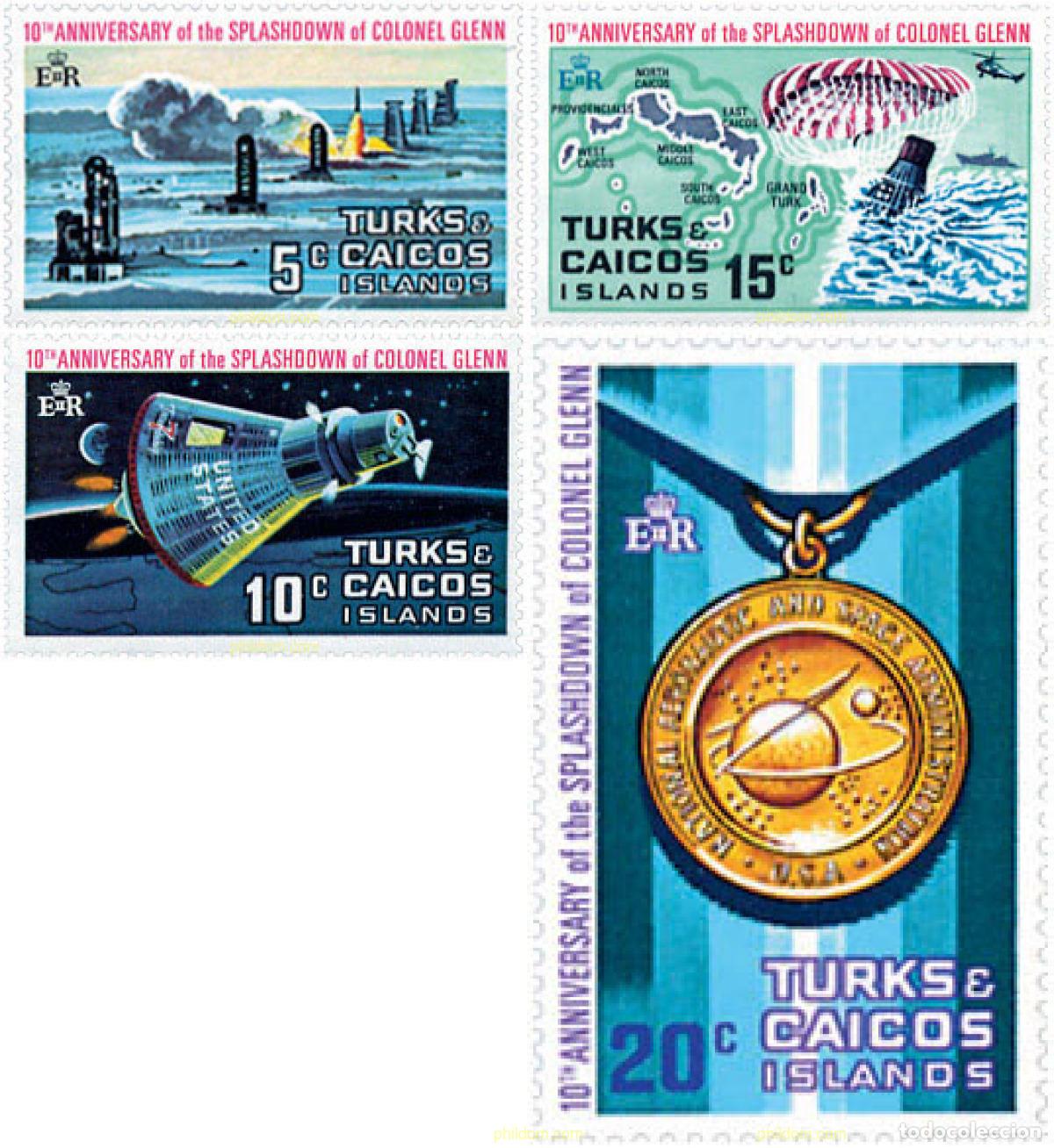 Sellos: 147459 MNH TURKS Y CAICOS 1972 10 ANIVERSARIO DEL VUELO ESPACIAL DE JOHN GLENN