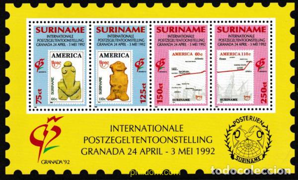 Briefmarken: 149709 MNH SURINAM 1992 GRANADA 92. EXPOSICION FILATELICA INTERNACIONAL