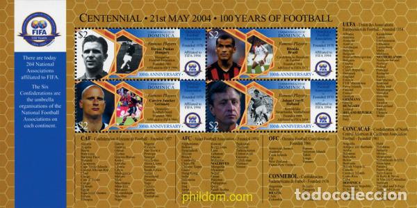 Sellos: 227697 MNH DOMINICA 2004 CENTENARIO DE LA FIFA - Foto 1