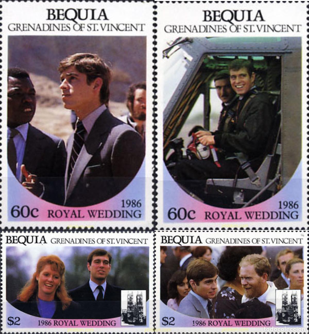Sellos: 153688 MNH SAN VICENTE GRANADINAS. BEQUIA 1986 BODA DEL PRINCIPE ANDRES Y MISS SARAH FERGUSON