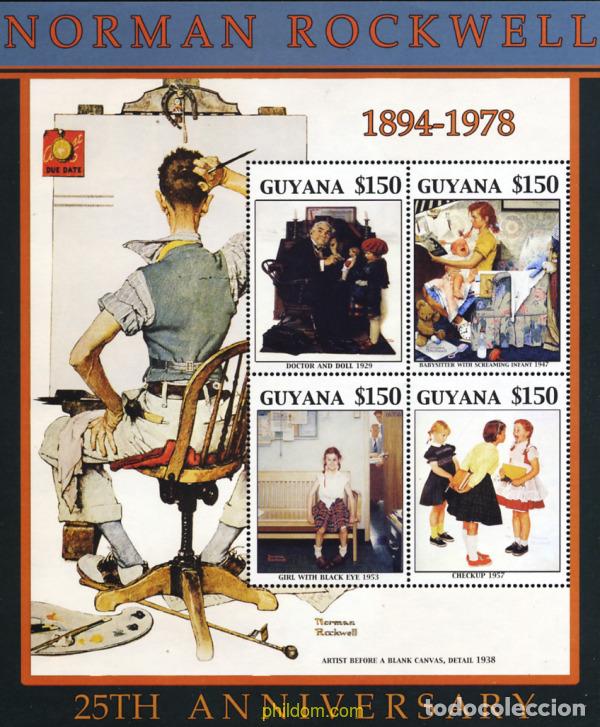 Sellos: 312200 MNH GUYANA 2004 25 ANIVERSARIO DE LA MUERTE DE NORMAN ROCKWELL
