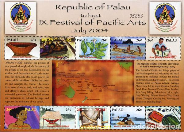 Timbres: 225046 MNH PALAU 2004 FESTIVAL DEL ARTE DEL PACIFICO
