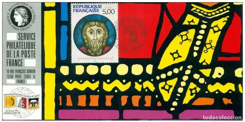 Sellos: 064 Mapa oficial de la Exposici&oacute;n D&uuml;sseldorf 1990 Francia FDC Christ Wissembourg