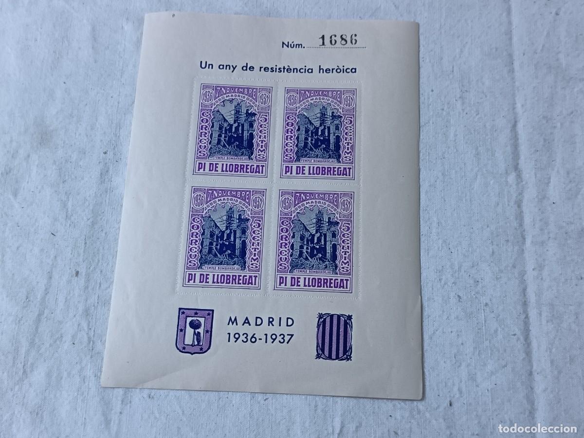 Sellos: Hoja Bloque, Guerra Civil, Vi&ntilde;etas Un A&ntilde;o de Resistencia Heroica, 1936-37