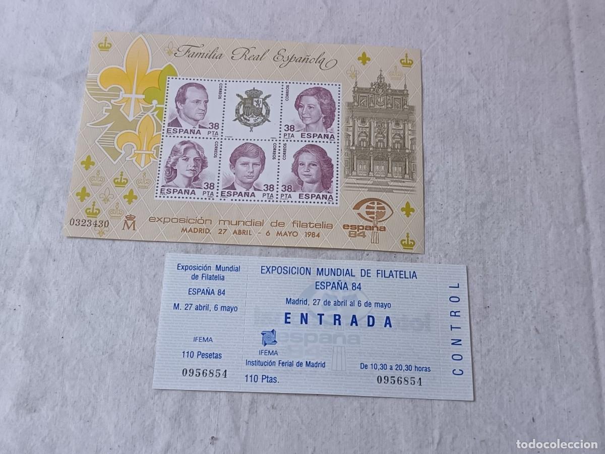 Sellos: Hoja Bloque con Entrada a la Exposici&oacute;n, Familia Real Espa&ntilde;ola, 1984