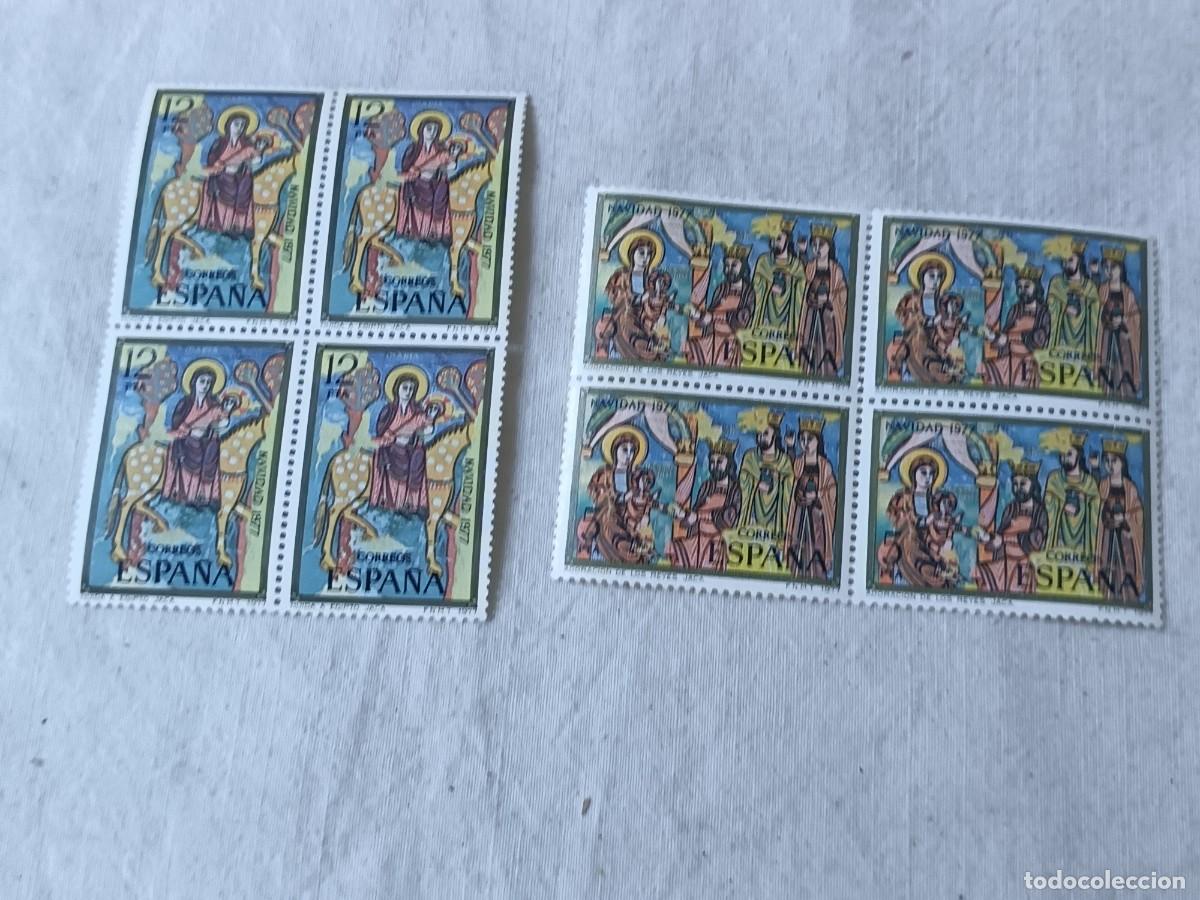 Sellos: 2 Hojas Bloque, serie completa Navidad en bloque de 4, 1977