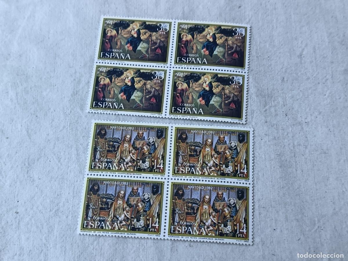 Sellos: 2 Hojas Bloque, serie completa Navidad en bloque de 4, 1982