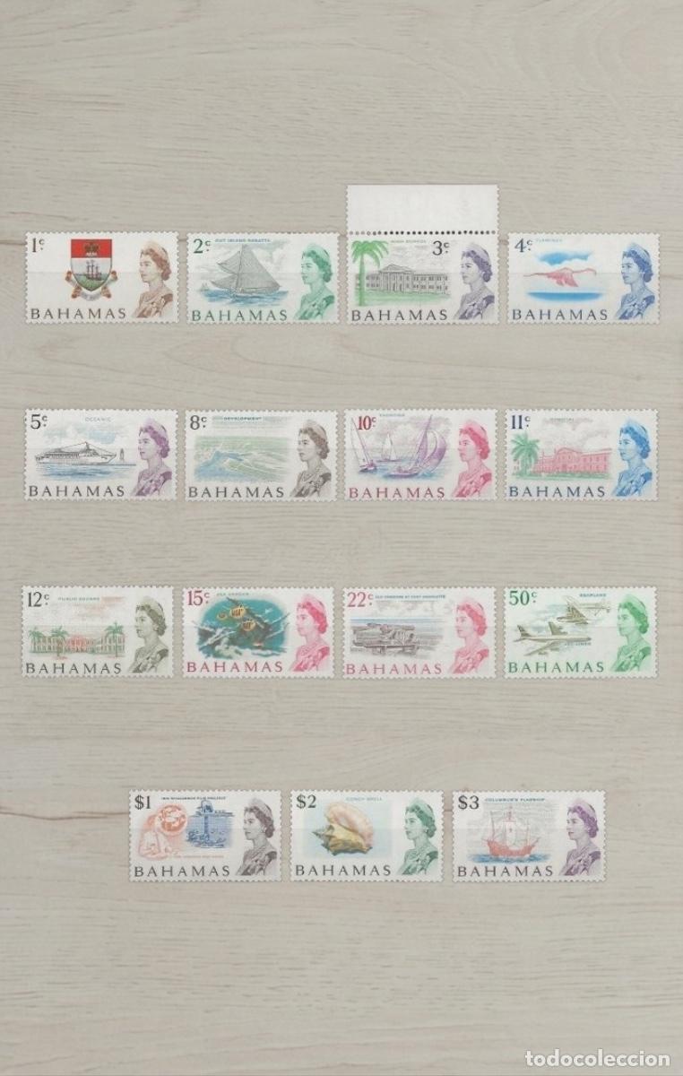 Sellos: Bahamas 1965 Queen Elizabeth II Pictorial Definitives COMPLETE Set 15v Mint