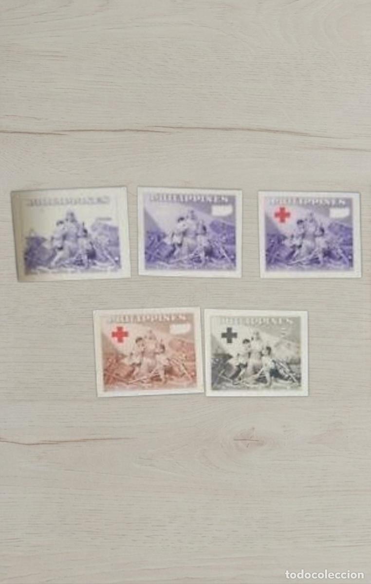 Sellos: PHILIPPINES 1948-1949 Red Cross Imperforates &ndash; 5 Rare Premium Proofs & Stamps / Mint Unused Lot