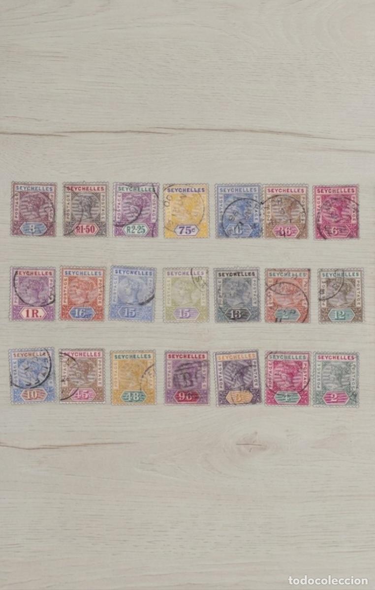 Sellos: SEYCHELLES 1890-1902 Queen Victoria Set &ndash; 21 Rare Premium Stamps / High Rupee Values Included / Used