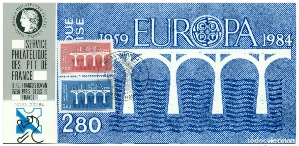 Sellos: 004 Mapa oficial de la Exposici&oacute;n Z&uacute;rich 1984 FDC Francia Europa CEPT Puente Pont