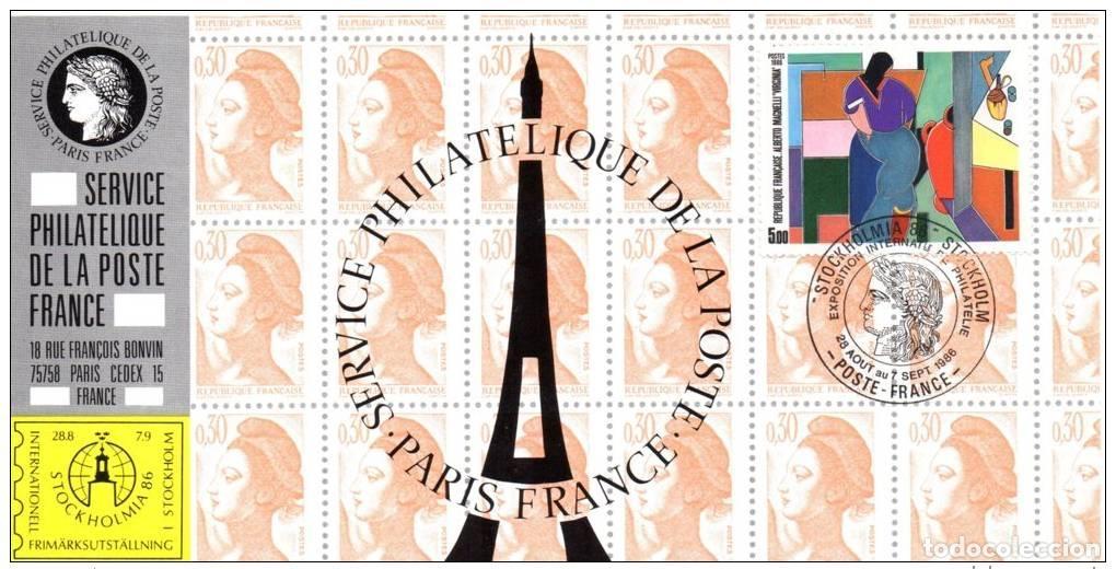 Sellos: 029 Mapa oficial Exposici&oacute;n Estocolmo 1986 Francia FDC Art Alberto Magnelli