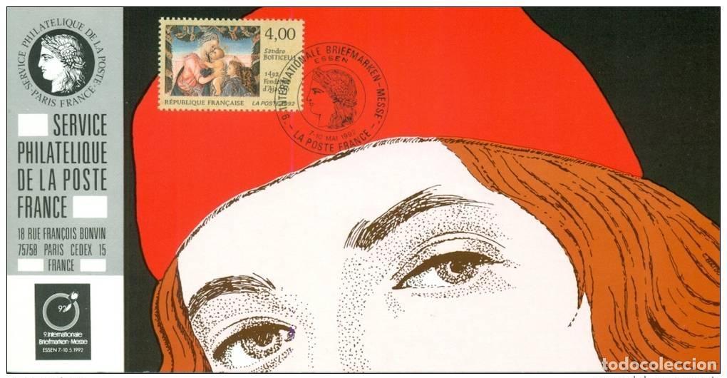 Sellos: 089 Mapa oficial Exposici&oacute;n Essen 1992 Francia FDC Art Sandro Botticelli