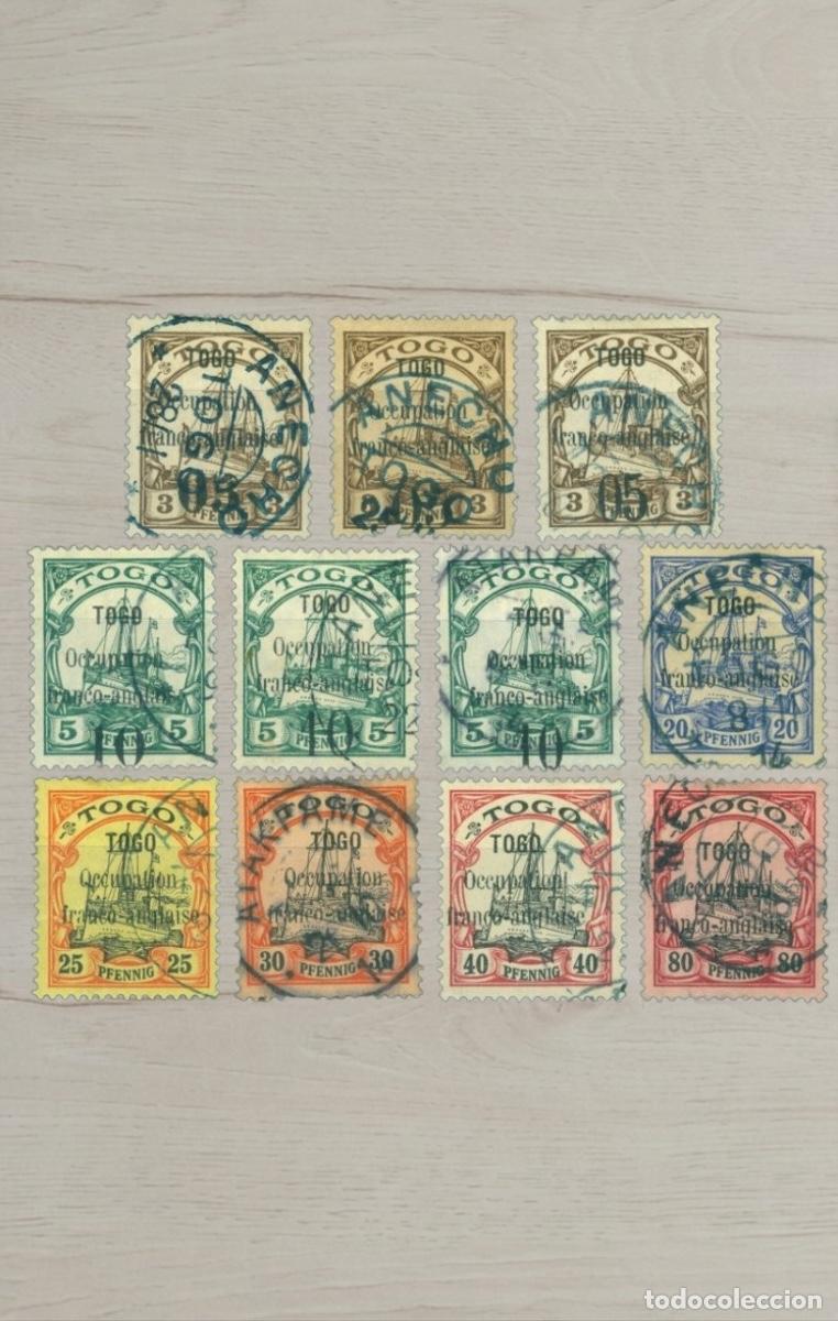 Sellos: Togo 1914 Allied Occupation Franco-Anglaise Overprint Yacht Stamp Selection Used