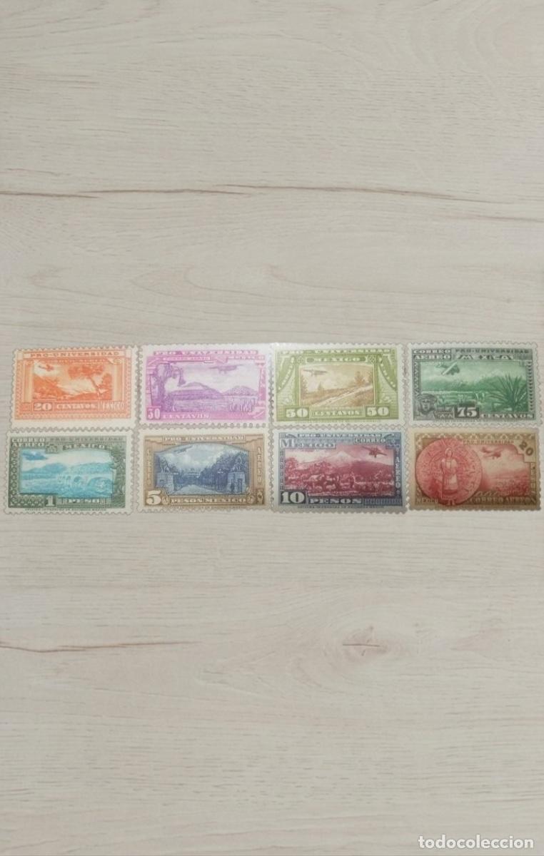 Sellos: Mexico 1934 Pro-Universidad Complete Airmail Stamp Series 8v To Rare 20P MNH