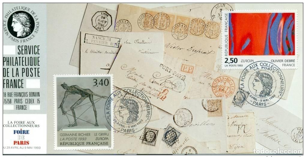 Sellos: 102 Mapa oficial de la Feria Exposiciones Par&iacute;s 1993 FDC Europa CEPT Olivier Debr&eacute;