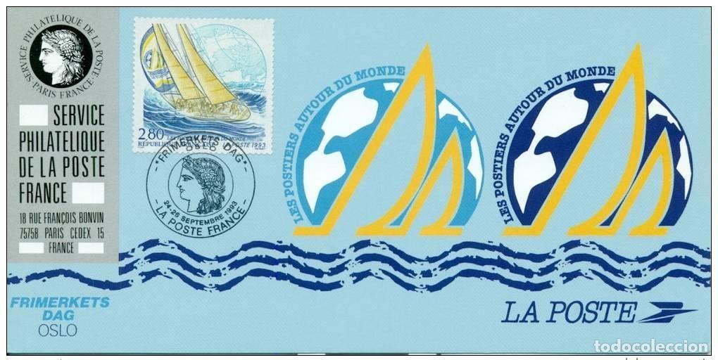 Sellos: 109 Exposici&oacute;n oficial de mapas Oslo 1993 FDC Sailboats Sailing Boat Post