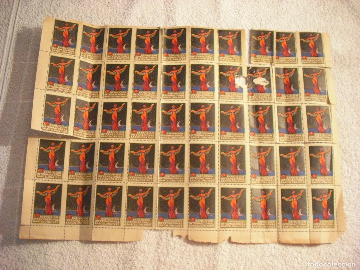 Sellos: HOJA ENTERA CON 50 VI&Ntilde;ETAS . EXPOSICION INTERNACIONAL BARCELONA 1929.