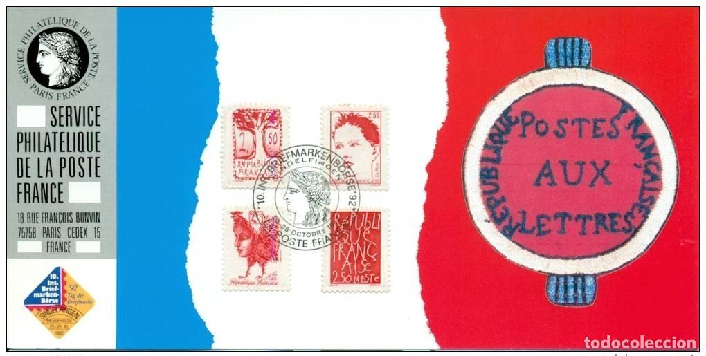 Sellos: 097 Mapa oficial de la exposici&oacute;n Sindelfingen 1992 FDC France Republic 4 val.