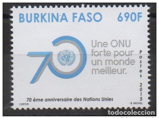 Sellos: Burkina Faso 2015 ONU 70 a&ntilde;os bandera logo 1 val MNH