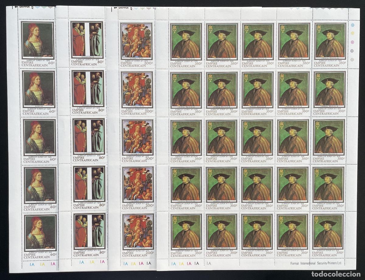 Sellos: Centroafricano 1978 YT 350-353 tabl&oacute;n Durero retratos pintura arte Renacimiento