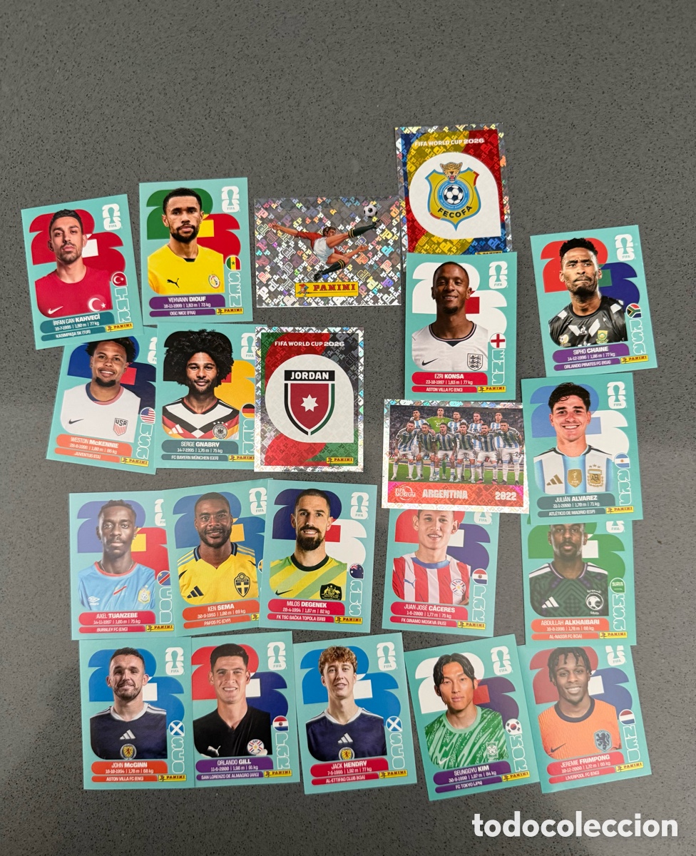 Sellos: LOTE DE CROMOS PANINI FIFA MUNDIAL DE F&Uacute;TBOL WORLD CUP USA ARGENTINA JULIAN &Aacute;LVAREZ GNABRY 2026