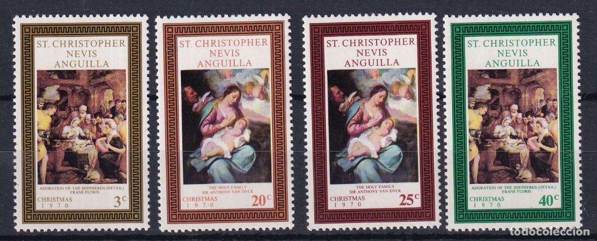 Sellos: ST. CHRISTOPHER NEVIS ANGUILLA 1970 SERIE 4 STAMPS MNH NAVIDAD CHRISTMAS ARTE PINTURAS ART PAINTINGS