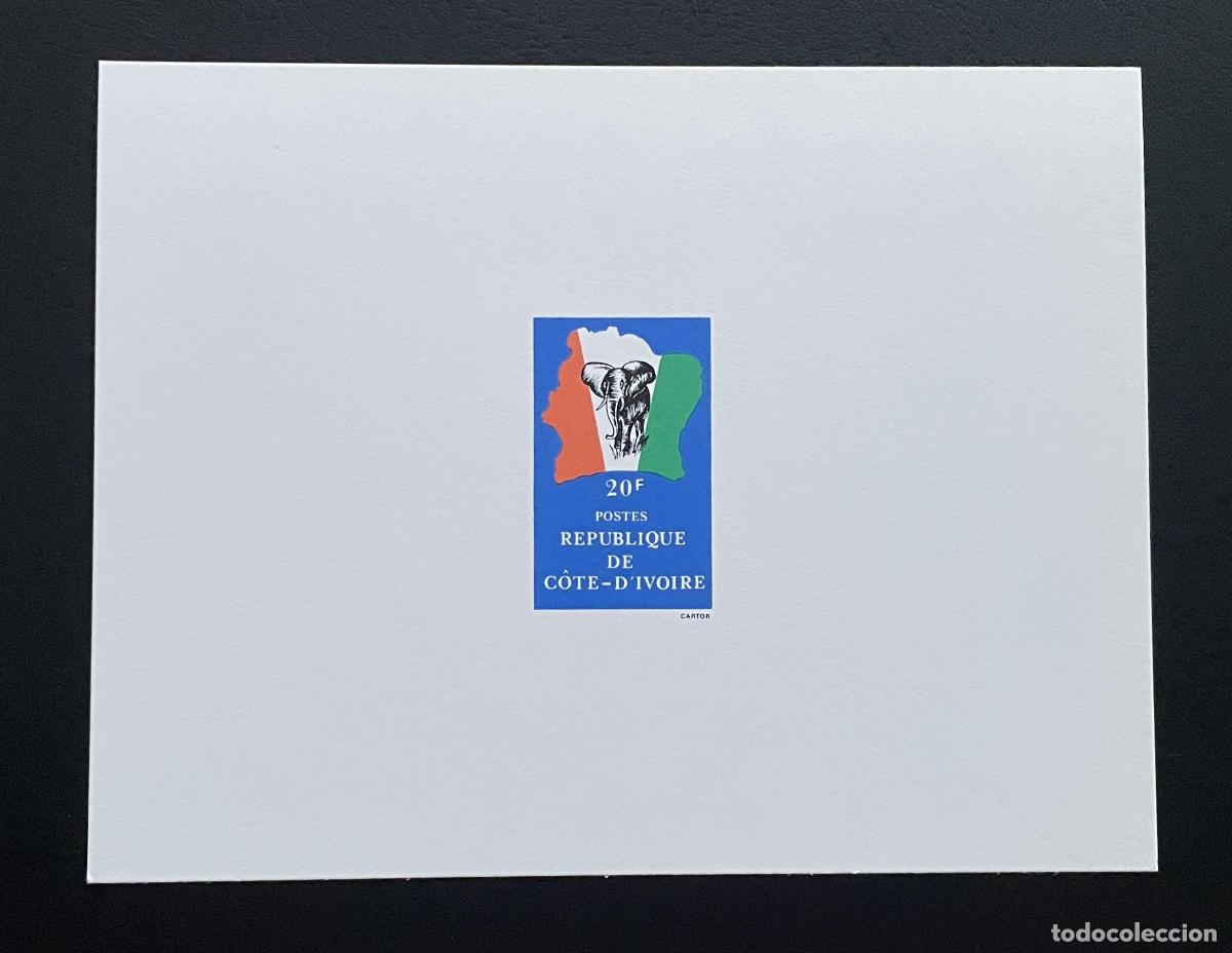 Sellos: Tarjeta Mi. 786 de Costa Marfil 1983 a prueba lujo con bandera elefante