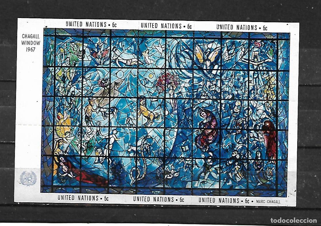 Sellos: 1967: ONU NUEVA YORK &rdquo;Vidriera de Marc Chagall del secretariado de las Naciones Unidas&rdquo; (MNH**)