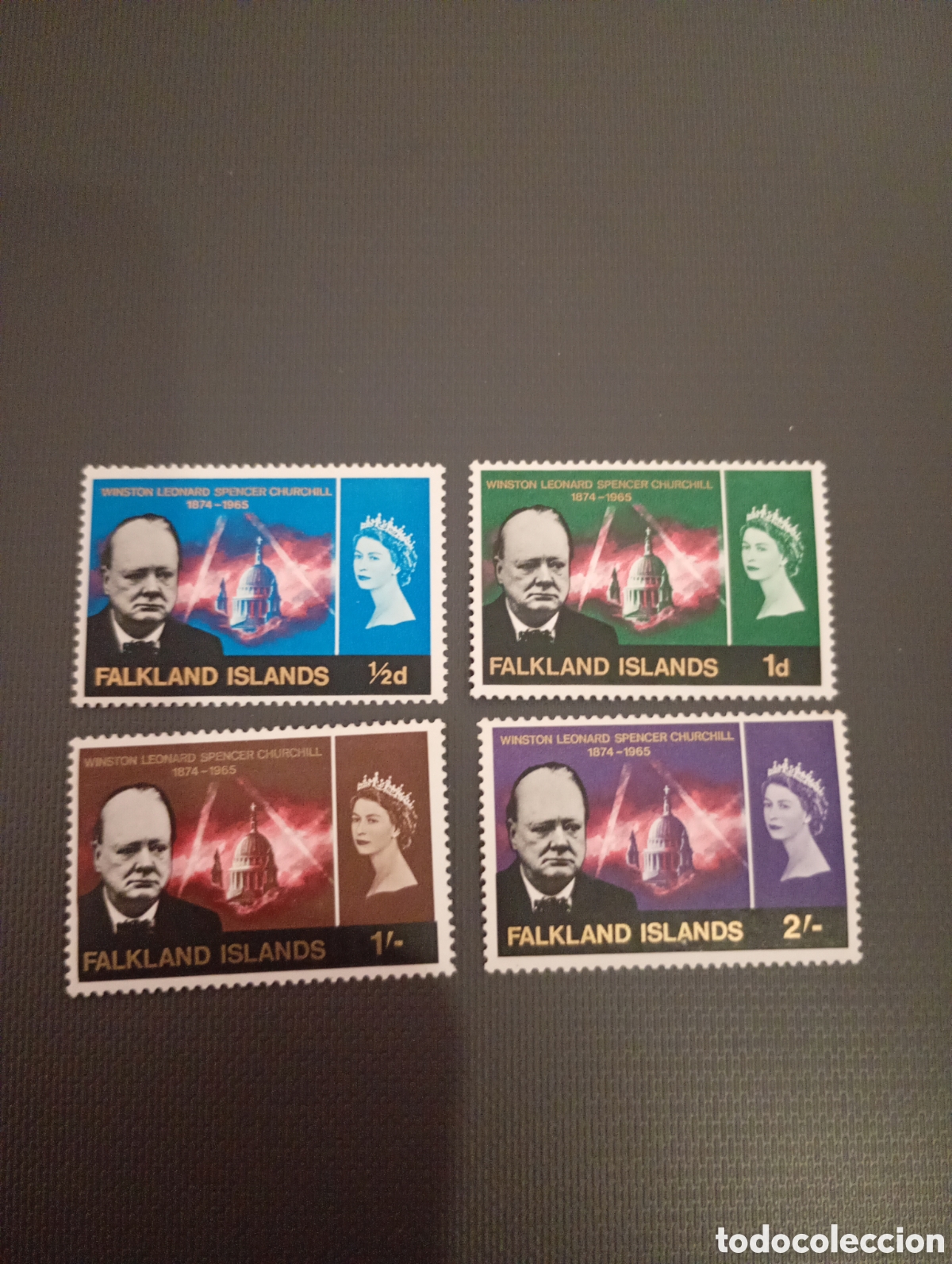 Sellos: ISLAS MALVINAS FALKLAND SG223-26 1966Churchill