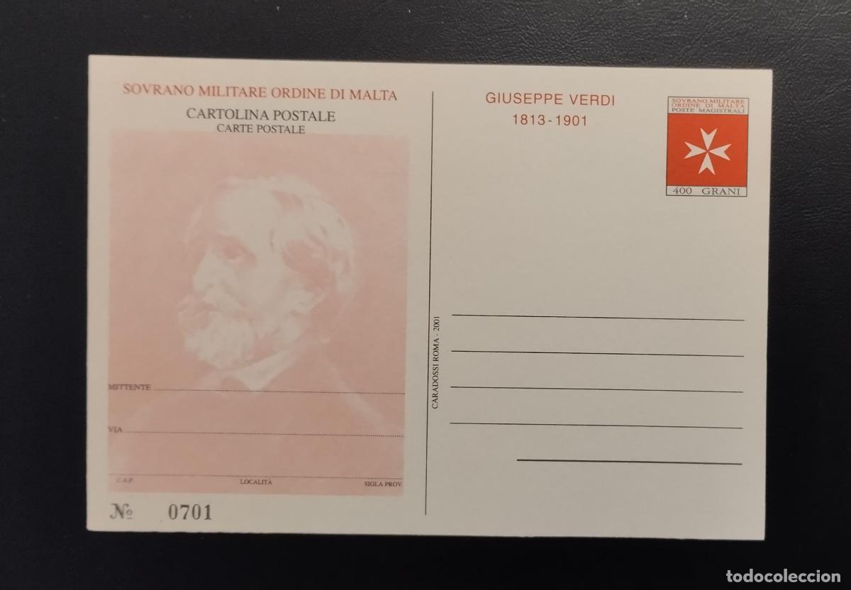 Sellos: SMOM Cartolina postal Giuseppe Verdi 1813 1901 nuevo 400 Grani