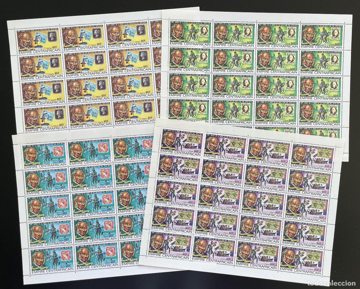 Sellos: Centroafricana 1978 Yt 373-376 tabl&oacute;n Filatelia equina Rowland Hill Post