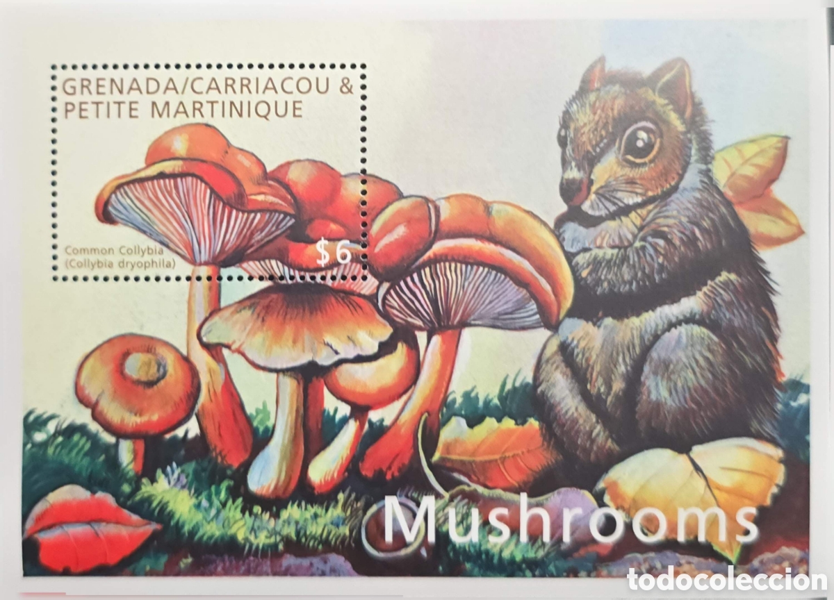 Sellos: CA)Grenada / Carriacou & Petite Martinique + 1990s + Mushroom Issue + $6 stamp depicting Collybia dr