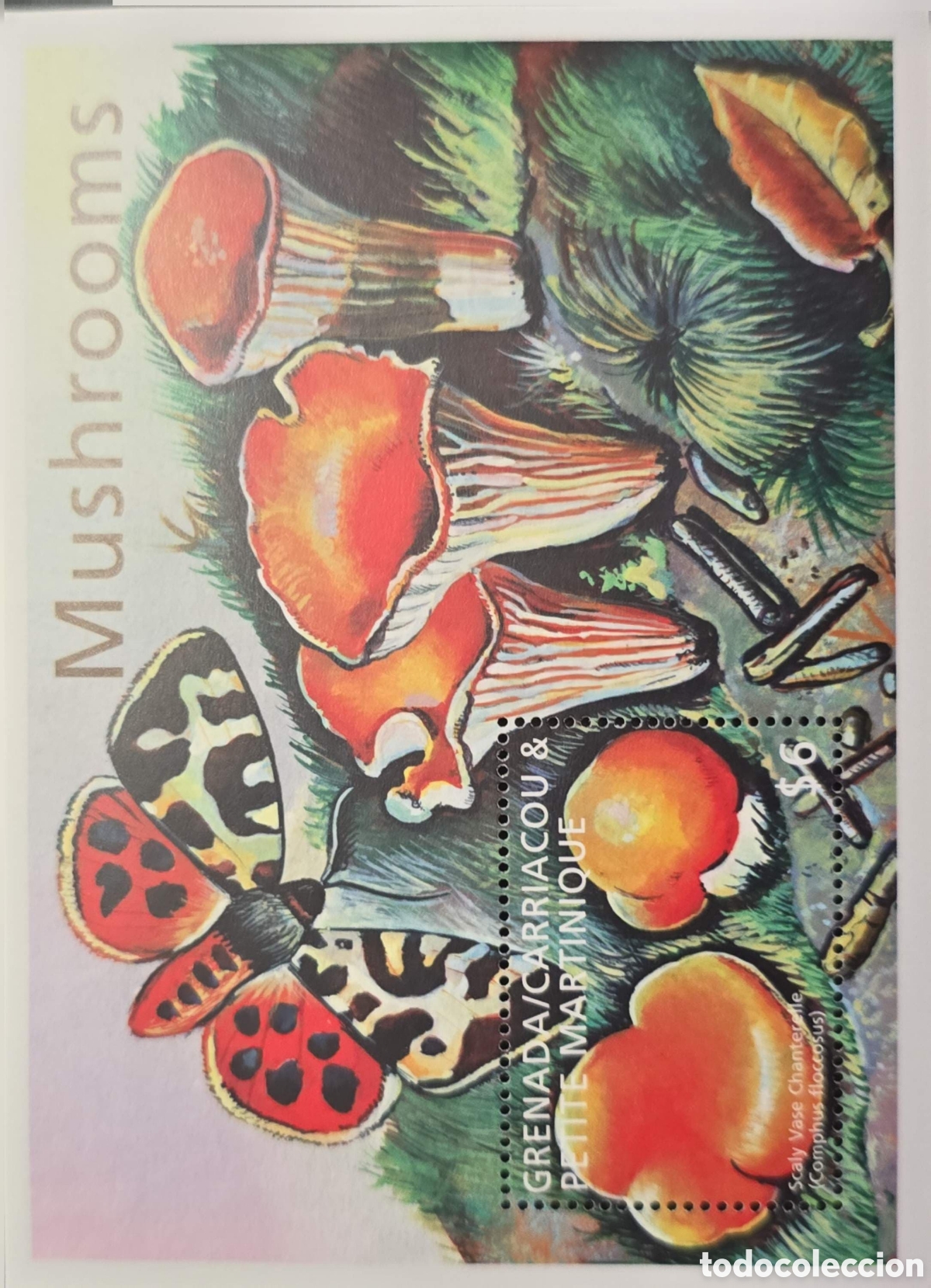 Sellos: CA)Grenada / Carriacou & Petite Martinique + 1990s + Mushroom Issue + $6 stamp depicting Gomphus flo