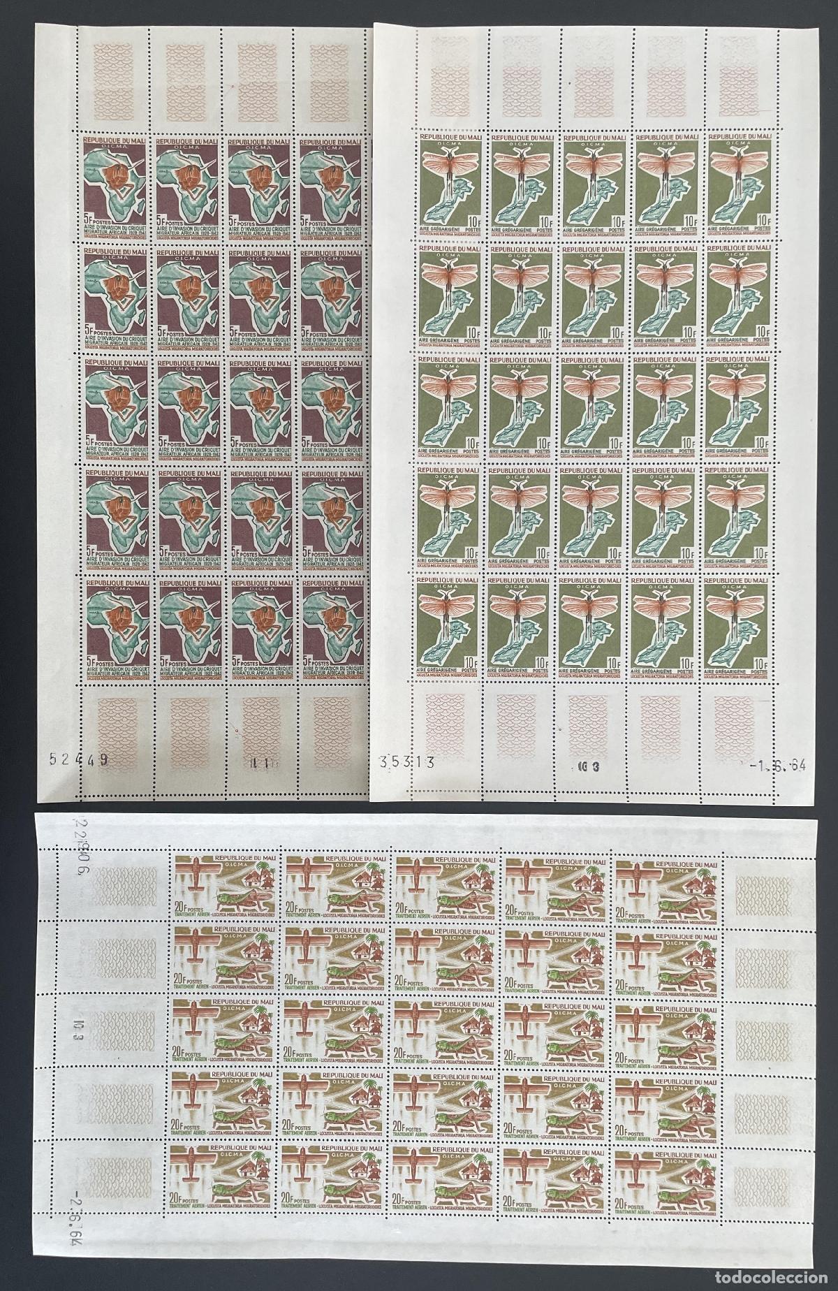 Stamps: Mali 1964 YT 60-62 tablero OICMA langosta gregaria insecto &Aacute;frica mapa
