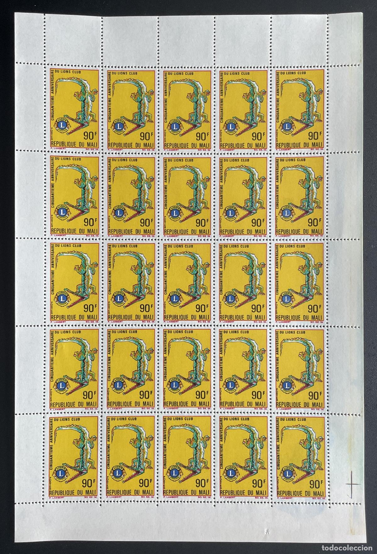 Sellos: Mali 1967 YT 106 bloque Lions Club cincuentenario aniversario cocodrilo