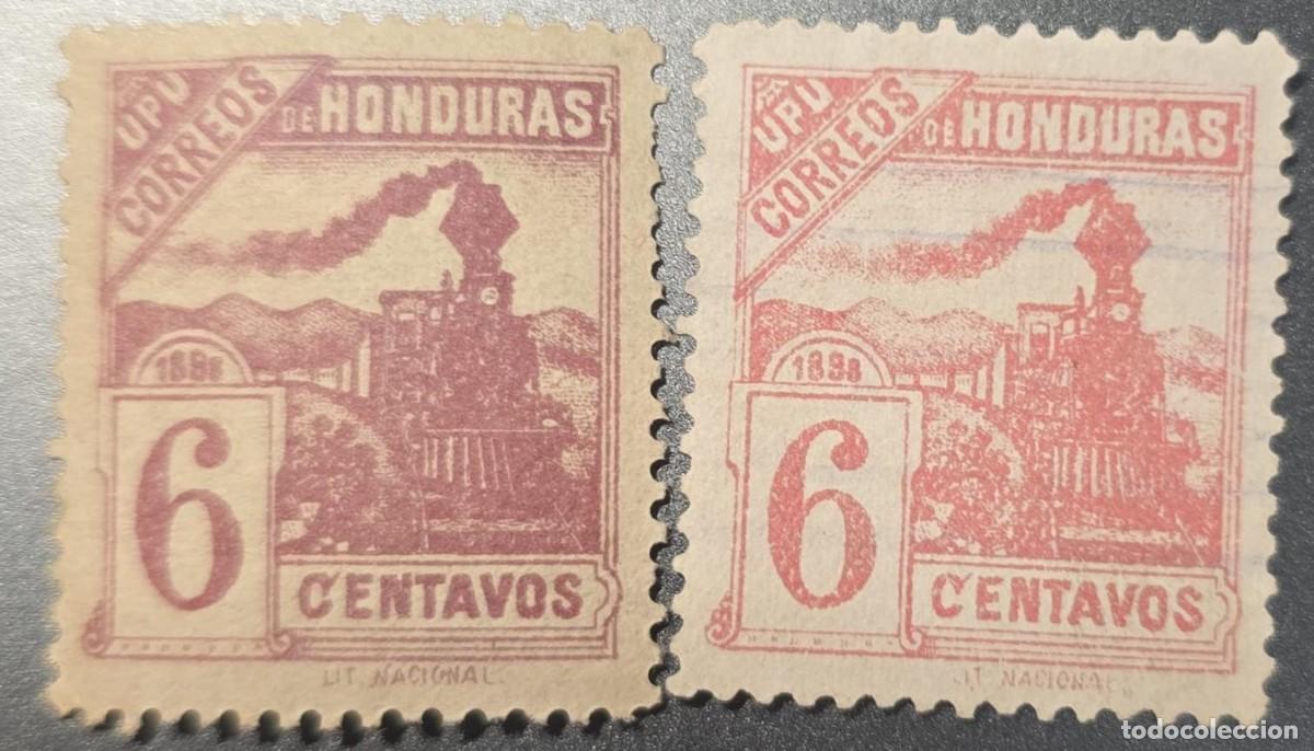 Sellos: O) 1898 HONDURAS, RAILROAD TRAIN, SCT 106b rose, ERROR IN DULL ROSE COLOUR, SCARSE STAMP