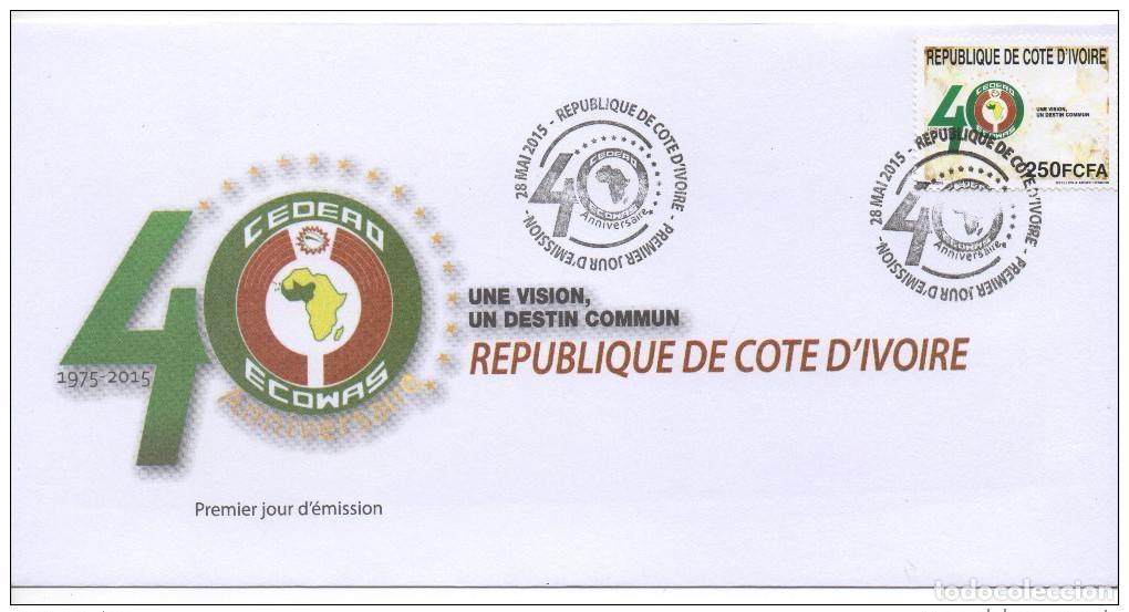 Sellos: Costa de Marfil 2015 RARE FDC primer d&iacute;a edici&oacute;n conjunta CEDEAO 40 a&ntilde;os