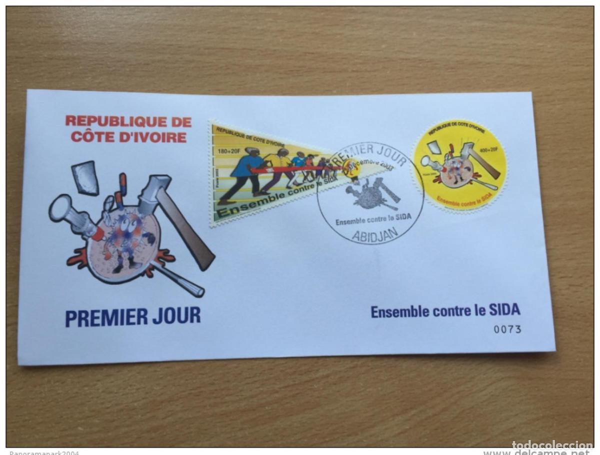 Sellos: Costa de Marfil 2003 FDC Mi. 1307 - 1308 Lucha contra el SIDA