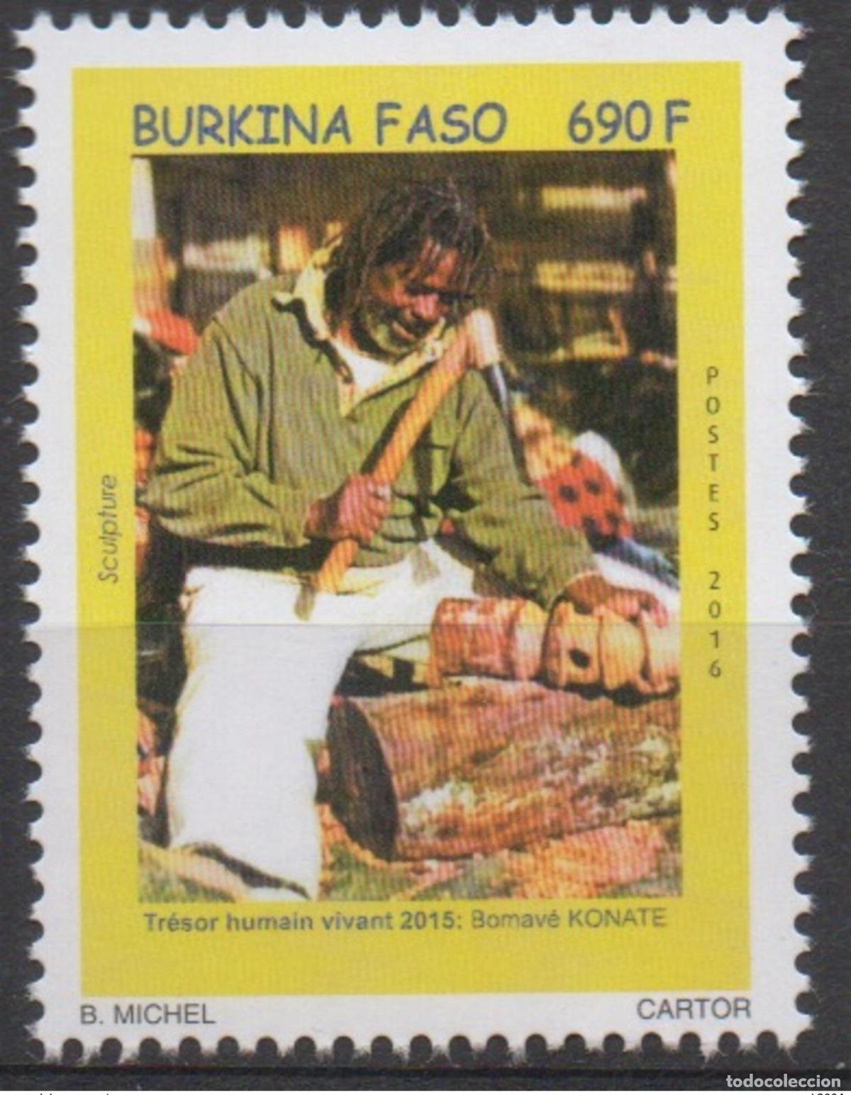 Sellos: Burkina Faso 2016 Tr&eacute;sor 2015 Bomav&eacute; Konat&eacute; escultura Bildhauerei UNESCO MNH
