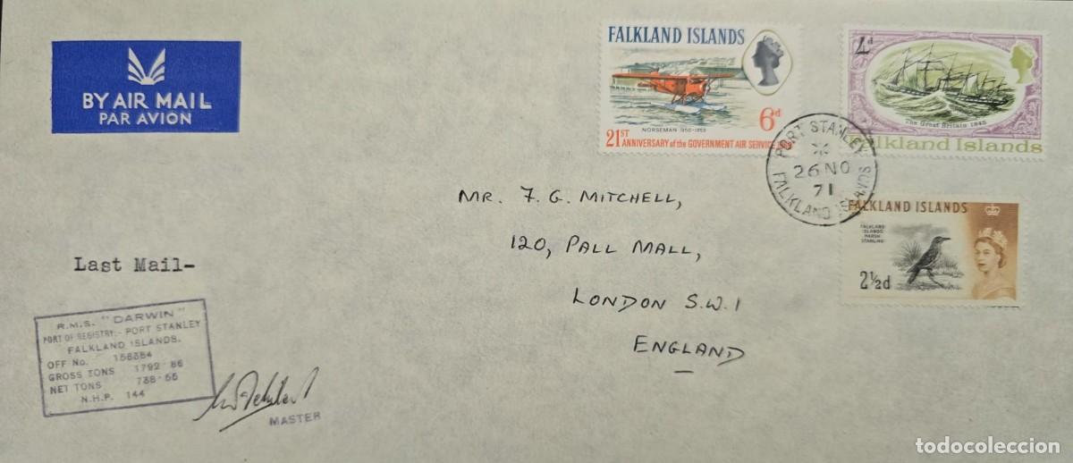 Sellos: O) 1971 FALKLAND ISLANDS, SEA PLANE -GOVERNMMENT AIR SERVICE, GREAT BRITAIN, BIRD - MARSH STARLING,