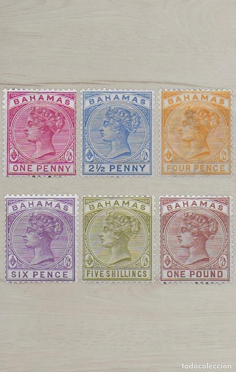 Sellos: Lote de 6 Sellos Cl&aacute;sicos de Bahamas - &Eacute;poca Reina Victoria &rdquo;Chalon Head&rdquo; - Valores Altos - Nuevos