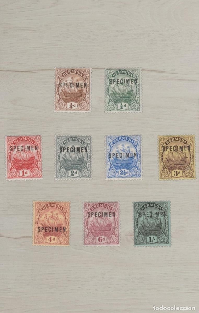 Selos: Lote de 9 Sellos de Bermudas 1910/25 - Motivo Nav&iacute;o &rdquo;Sea Venture&rdquo; - Muestras SPECIMEN - Nuevos